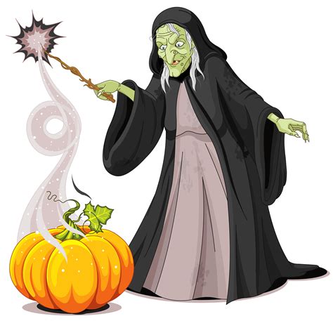 Creepy witch cartoon for halloween